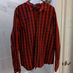 Oakley Red and Black Plaid Men's Shirt